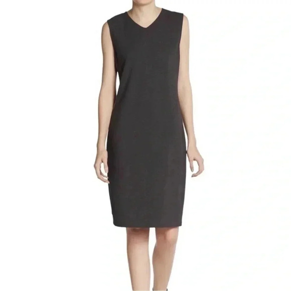 Vince High V-Neck Sheath Dress in Grey Size 2 - Picture 5 of 10